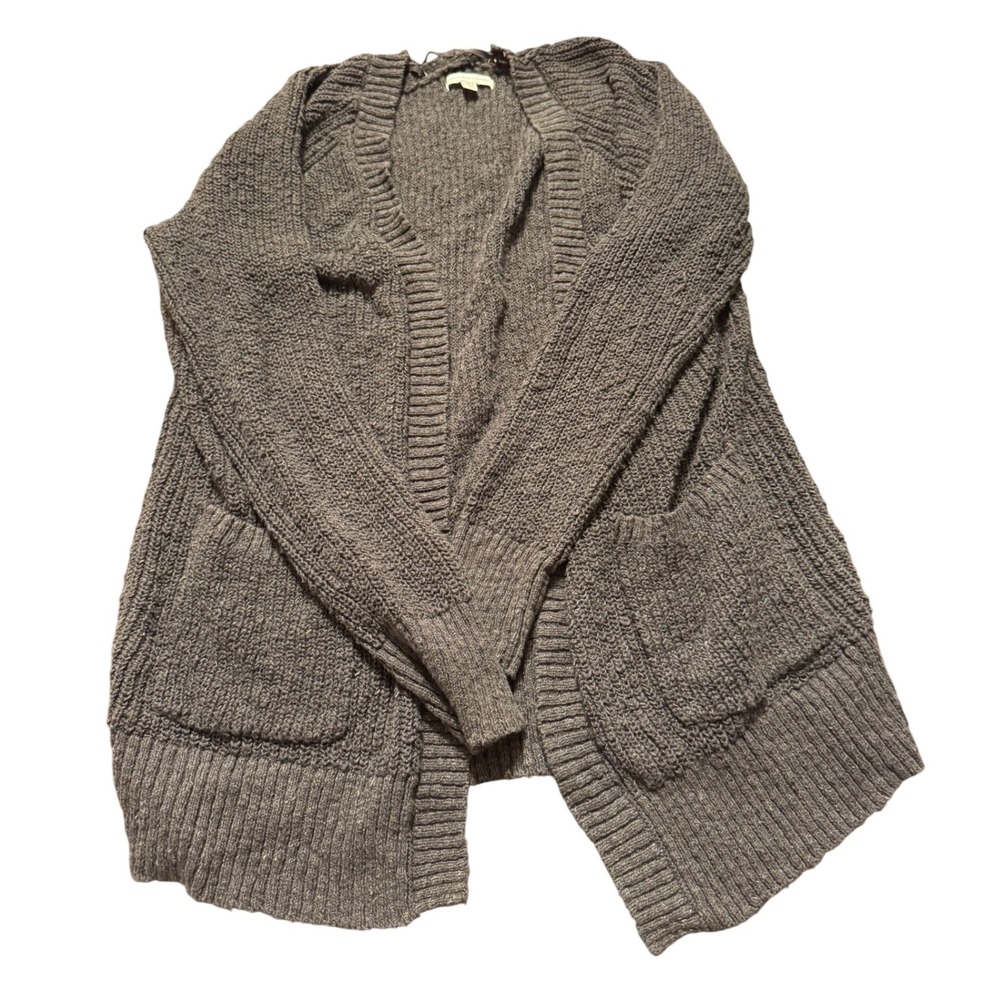 American Eagle Outfitters Women Brown Lace Up Detail Knit Sweater Cardigan SZ L